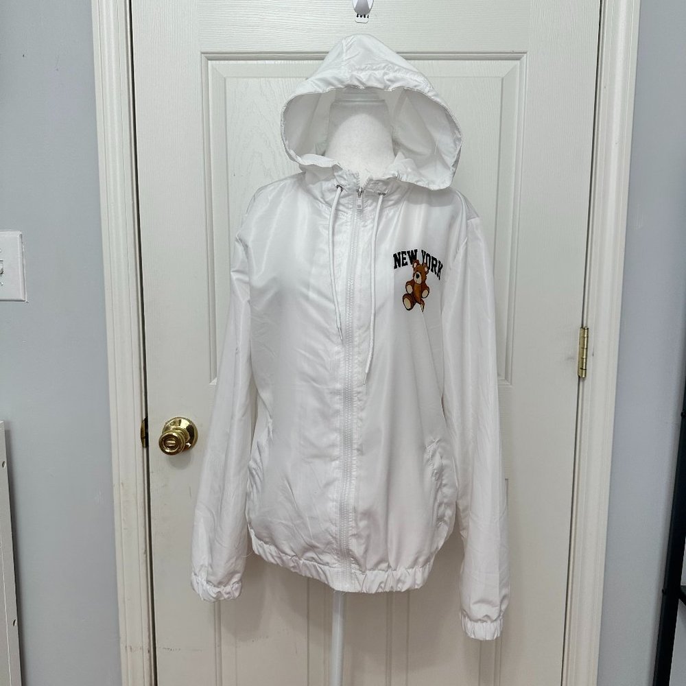 FADED ROSE NEW YORK BEAR HOODED WINDBREAKER LIGHT JACKET